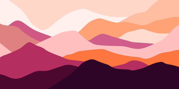 Multicolor mountains panorama, silhouette waves, abstract color shapes, modern background, vector design Illustration for you project