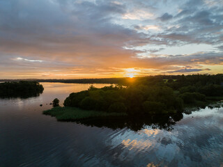 sunset over lough sheelin lake, cavan, ireland