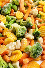 frozen vegetables on the white background