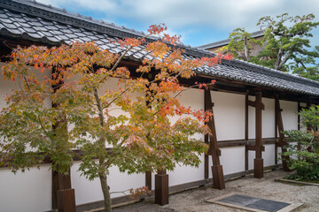 Wall architectural detail in autumn at Kyoto Imperial Palace - An important historic landmark in Kyoto, Japan.