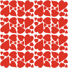 Red heart seamless pattern, handful of love heart