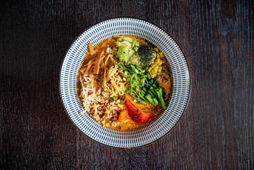 japanese ramen on the wooden background