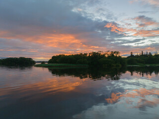 sunset over lough sheelin lake, ireland