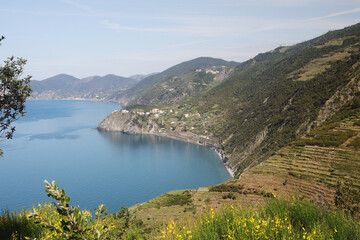 The panorama of CInque Terre national park, Italy