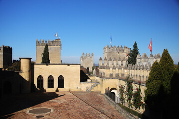 Fototapeta na wymiar Walls and towers of Almodovar Del Rio castle, Spain