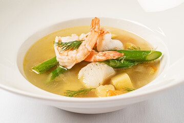 seafood soup on the white background