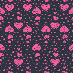 Heart seamless pattern for package and holiday anniversary wedding, grunge texture scratch fading