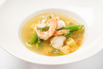 seafood soup on the white background