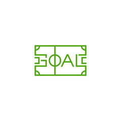 Goal text, concept with soccer field. Logo design.