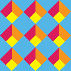 Seamless geometric 3 d pattern in bright colors