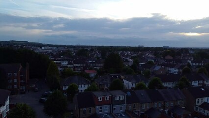 low level flight of drone over home's of England and Streets Aerial footage