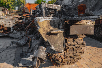 Burnt military equipment of Russians in Kyiv