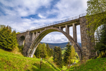 The viaduct of Telgart, stone railway bridge in central Slovakia, Europe.