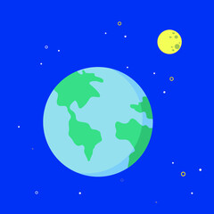 Earth and moon, view from space, illustration