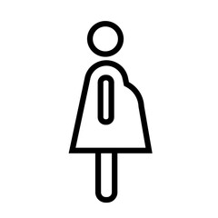 Pregnant woman simple line icon. Vector illustration isolated on white background. Print for clothes and logo design, emblem or logo design