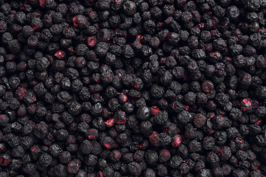 Closeup Of Freeze Dried Blueberries As Background, Top View