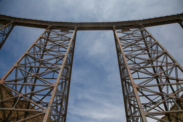old cast iron and riveted train bridge in northern argentina