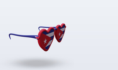 3d sunglasses love Cuba flag rendering left view