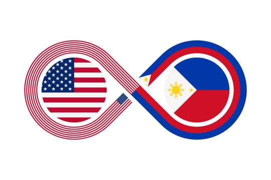 unity concept. usa and filipino flags. vector illustration isolated on white background