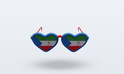 3d sunglasses love Equatorial Guinea flag rendering front view