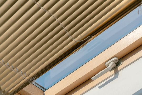 Mansard Roof Window With Shutter Blinds.