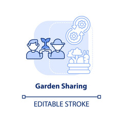 Garden sharing light blue concept icon. Urban horticulture sharing. Gardening type abstract idea thin line illustration. Isolated outline drawing. Editable stroke. Arial, Myriad Pro-Bold fonts used