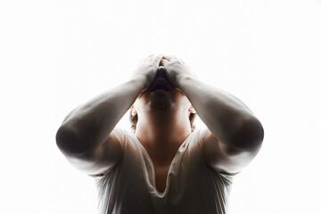 Screaming and crying Man portrait