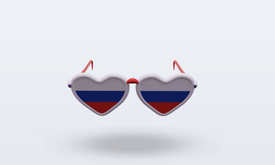 3d sunglasses love Russian  flag rendering front view