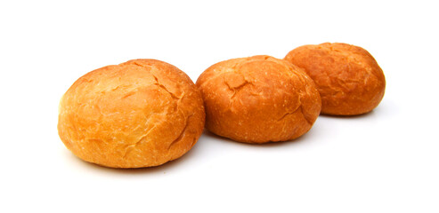 Freshly baked loaf of bread, hot and steaming on white 