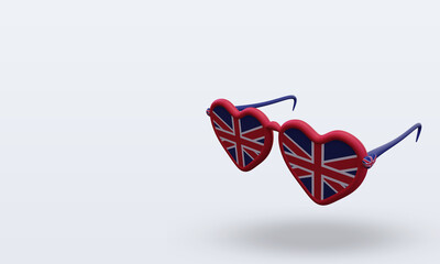 3d sunglasses love United Kingdom flag rendering right view
