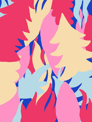 Obraz na płótnie Canvas Colorful vector background with plant elements. Leafs, foliage, petals. Illustration with natural motives. Perfect as poster, cards, banner.