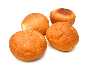 Fototapeta premium Freshly baked loaf of bread, hot and steaming on white 