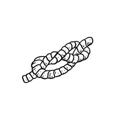 Hand drawn black color rope. Knot doodle icon. Sketch style.