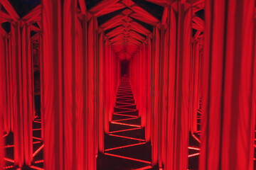 labyrinth mirror maze with red illumination