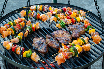 skewers grilled on a wire rack