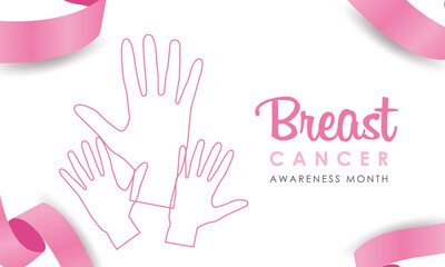 month in the fight against breast cancer. October. A hand clenched in a fist as a symbol of the fight.