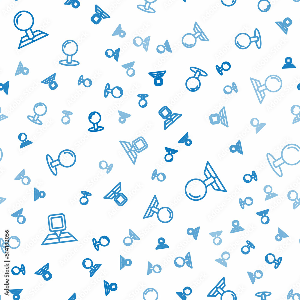 Poster Set line Folded map with location marker, and Push pin on seamless pattern. Vector