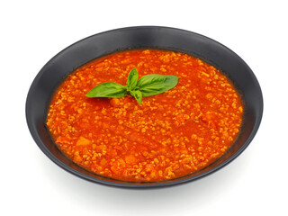 Homemade ragu isolated on white background