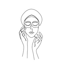 skin care one line illustration. line art woman beauty drawing design vector