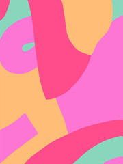 Bright abstract background. Abstraction with pink and red colors. Perfect as poster, banner, template. Different abstract shapes.