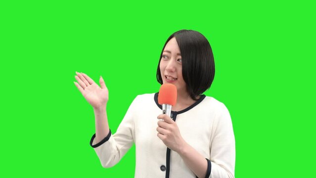 アナウンサー　イメージ　クロマキー　合成素材