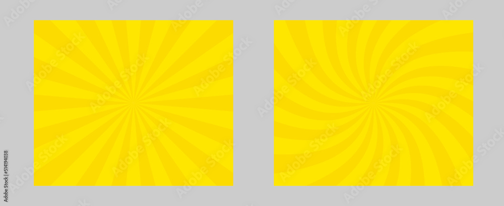 Aufkleber Solar explosion Sun Burst Effect. Vector Sunburst wallpaper. Orange color burst set of 2 sun rays background. Circus background, abstract pattern with colorful rays, banner element for show, fair.
