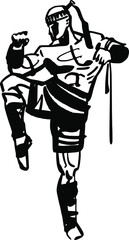 the vector illustration sketch of the Muay Thai fighter