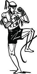 Fototapeta na wymiar the vector illustration sketch of the Muay Thai fighter