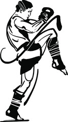 the vector illustration sketch of the Muay Thai fighter