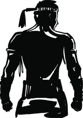 the vector illustration sketch of the Muay Thai fighter