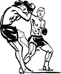the vector illustration sketch of the Muay Thai fighter