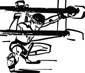 the vector illustration sketch of the Muay Thai fighter