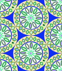 Abstract Geometric Trendy Fashion Contemporary Pattern Seamless Scarf Style Circles Diamonds Vector Design Perfect for Allover Fabric Print