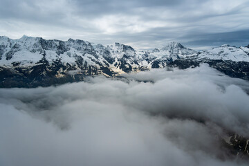 Views from the Birg (2,684 m) in the Bernese Alps, overlooking the Lauterbrunnen valley.Switzerland.